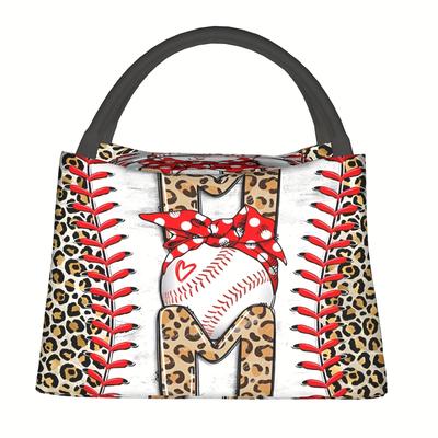 Baseball Mom Leopard Print Lunch Bag Insulated Cooler Tote Bag for Women