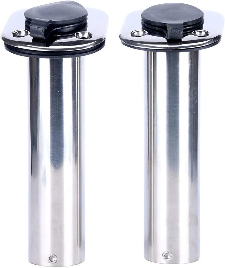 Amarine Made Stainless Steel 90-Degree Rod Holder 4-Piece Set, Boat Grip Mount Type, Hardened Internal Guard, Boat Rod Holder