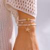 Women's Bohemian Starfish Shell Heishi Beads Bracelet Dainty Crushed Stone Braided Rope Chain Stackable Party Jewelry Gift