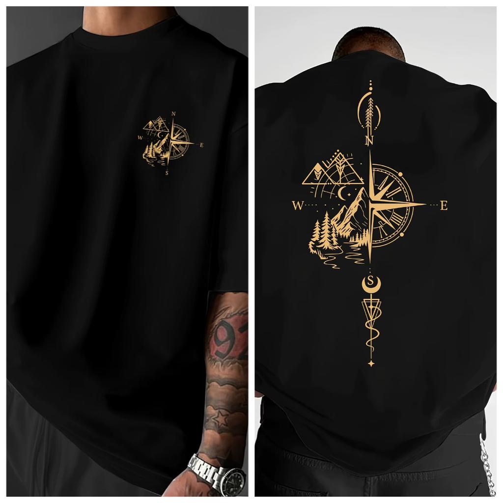 New Summer Geometric And Mountain Shaped Unisexs Tshirt With Street Style Suitable For Daily Casual Wear And Loose Fit