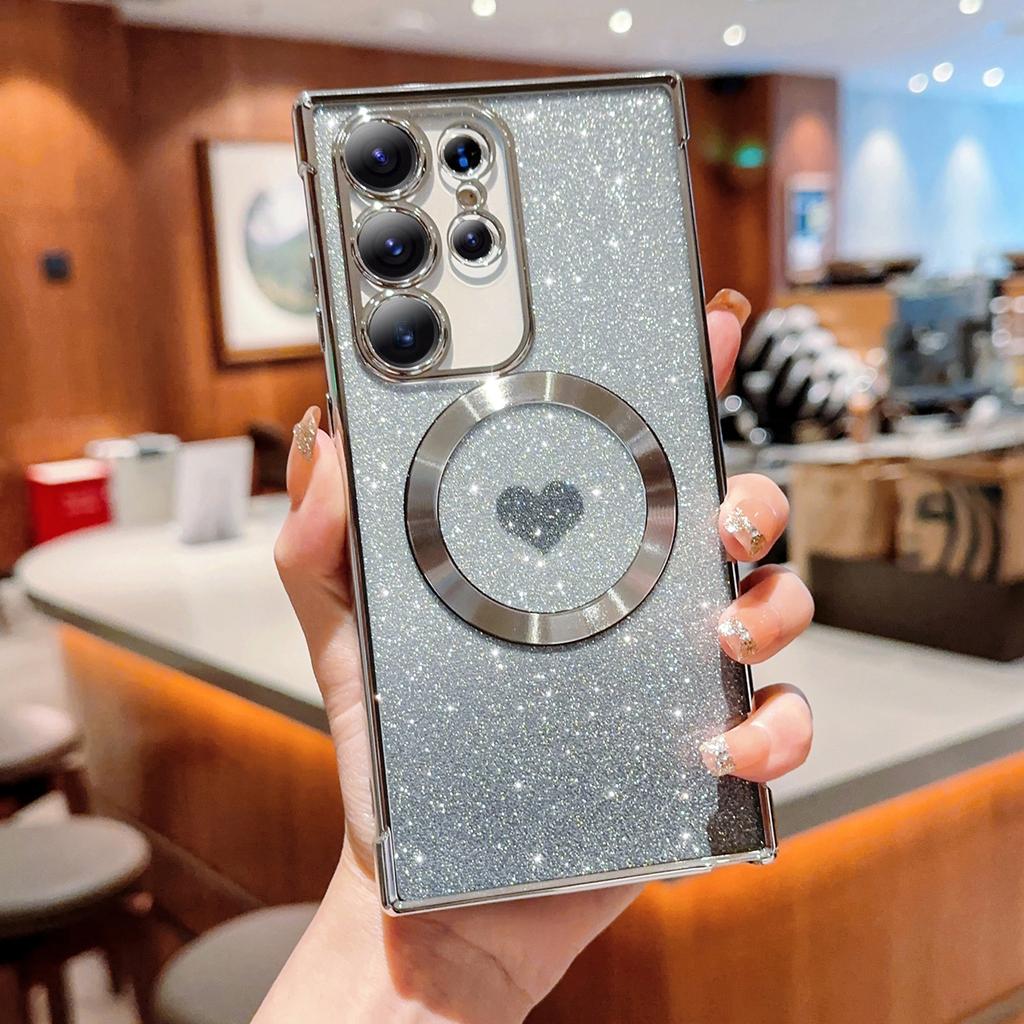For Samsung Galaxy S25 Ultra Case Gradient Sparkle TPU Phone Cover Compatible with MagSafe