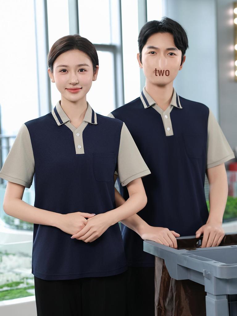 Summer Short Sleeve Polo Shirt for Property Management Cleaning Staff