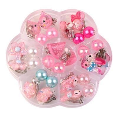 Conjunto de 7 Clips de Orelha Cor Gelatina para Orelhas Não Furadas, Brincos Fofos de Pérola e Borla para Meninas e Crianças, Joias de Estudante Estilo Longo