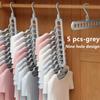 5pcs Heavy-Duty Foldable Plastic Hangers with 9 Holes - Anti-Slip, Space-Saving Closet Organizer for Wardrobe,Multi-Purpose Clothes Hangers