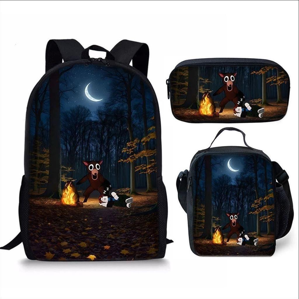 Cool Girls Printing Anime 3Pcs/Set Daily Pack Pupil School Carry Carrier Kid Sweet Outing Backpack Children Birthday Gift