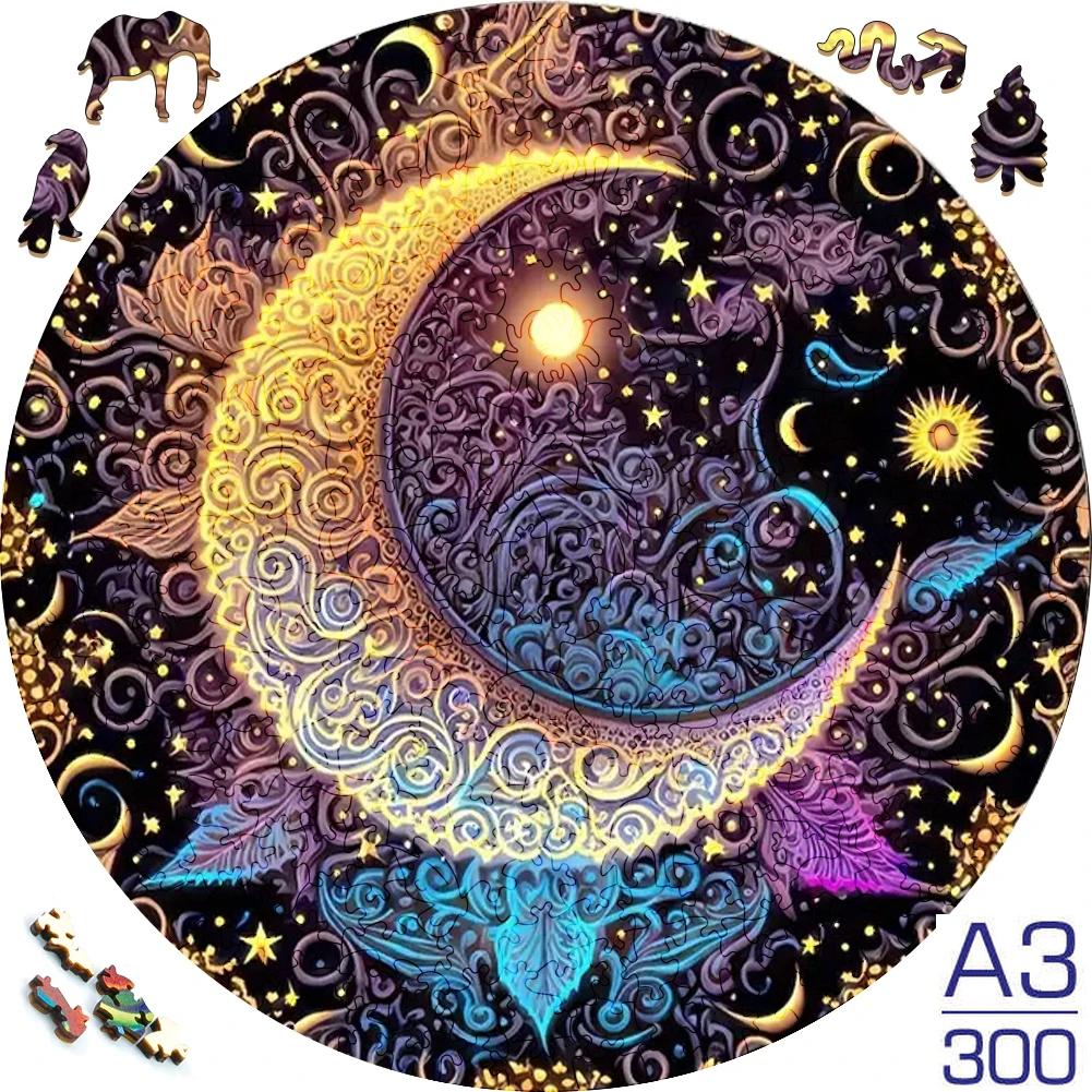 Non-Toxic Moon A3/A4/A5 Size Wood Jigsaw Puzzle With For Adults Children Not Common Shape A Gifts For Parent-Child Games And Family Fu