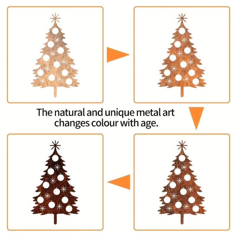 Handcrafted Metal Holiday Tree Ornament Decorative Christmas Decoration For Indoor Tabletop Party Supplies