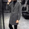 Herbst und Winter Neuer Herren Woll Trenchcoat Slim Einreihiger Wollmantel Mittellanger Mantel
