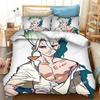 New 3D Anime Dr.STONE Bedding Set Printed Bed Set With Pillowcase Bed Duvet Cover Soft Single Double Queen Super King Size