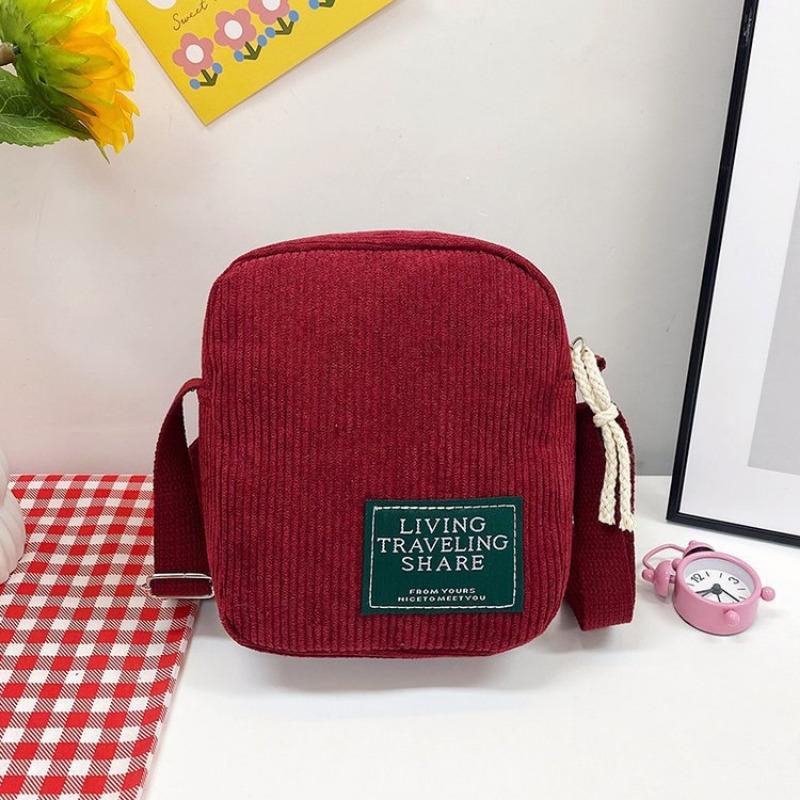 New retro versatile corduroy women's bag corduroy cloth bag striped shoulder messenger bag