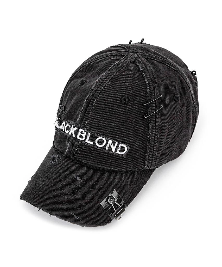BLACKBLOND Vividi Cross Damage Custom Denim Cap (Black)