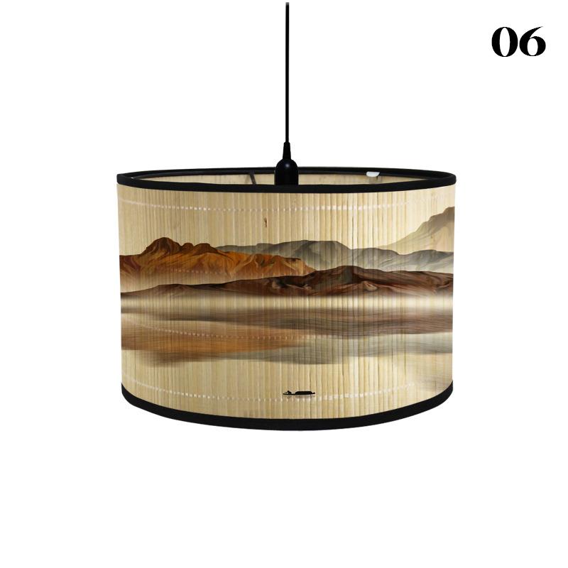 Chinese Retro Style Handmade Bamboo Lamp Shade  Flower Print Lampshade Home Decor Chandelier E27 Lampshade Crafts