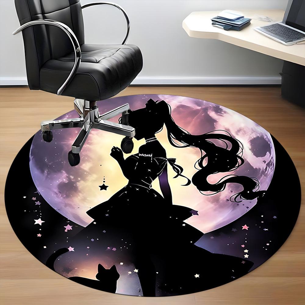 1pc Sailor Moon Office Round Area Rug, Under Office Chairs Bedroom Living Room Home Decor a0926166