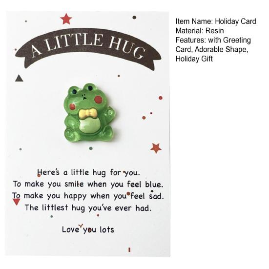 Pocket Hug Cartoon Dinosaur Decoration with Greeting Card A Little Hug Green Frog Resin Ornament Friends Family Birthday Anniversary Gift