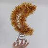 Tinsel Fringe Christmas Tree Topper Metallic Golden Star/Moon/Heart Christmas Treetop Ornament for Xmas Tree Decoration Holiday Party Supplies