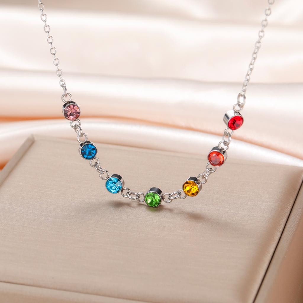 Cazador Stainless Steel 7 Chakra Rhinestones Necklaces for Women 2026 Yoga Meditation Jewelry Necklaces Birthday Gift 2026 New