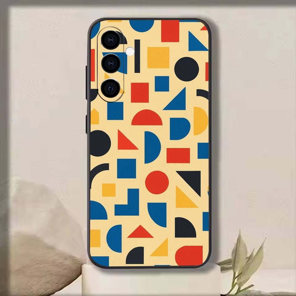 Vintage Geometric Block Phone Case For Samsung Galaxy A73,A72,A71,A70,A53,A52,A51,Others Soft Black Cover