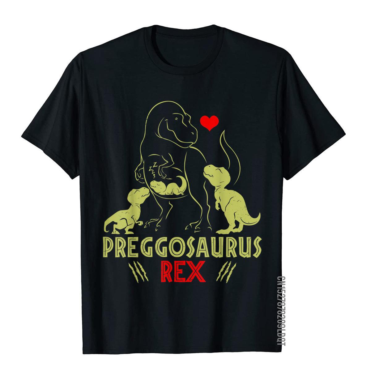 Mamasaurus Pregosaurus Rex Funny Pregnancy Have Three Kids T-Shirt Cotton Man T Shirts Custom Tees Company Comfortable S разноцветный