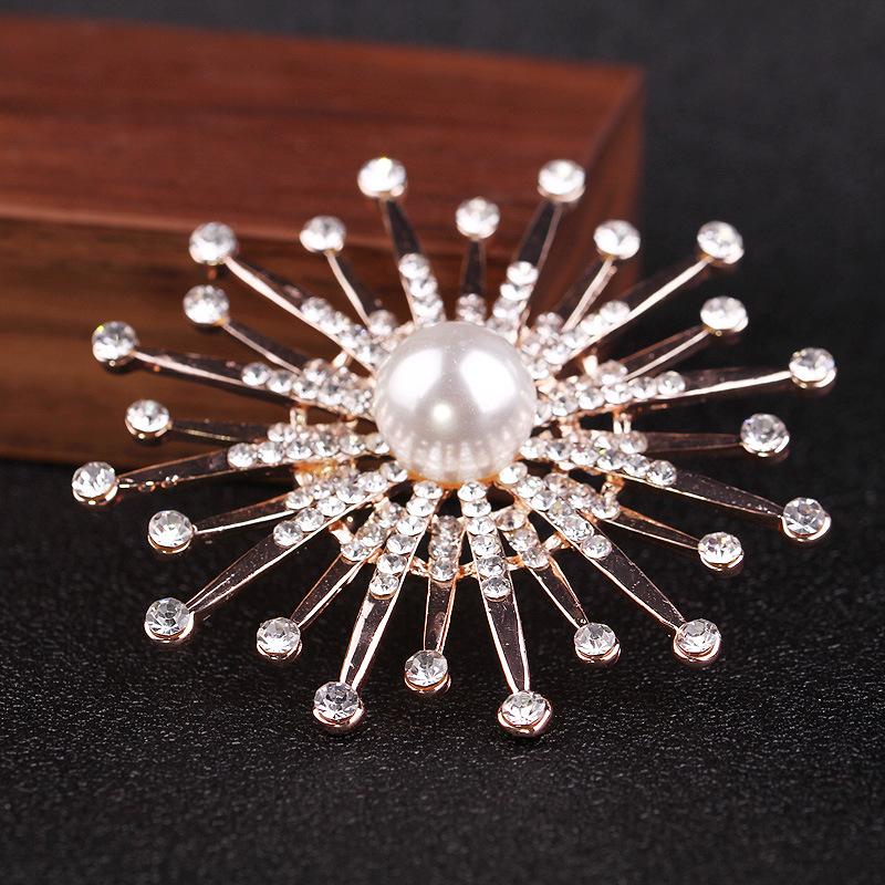 Spiral Sonnenblume Perlen Brosche Promi Stil Schal & Pullover Pin Langlebige Farbe Exquisit Hypoallergen Luxus Geschenk