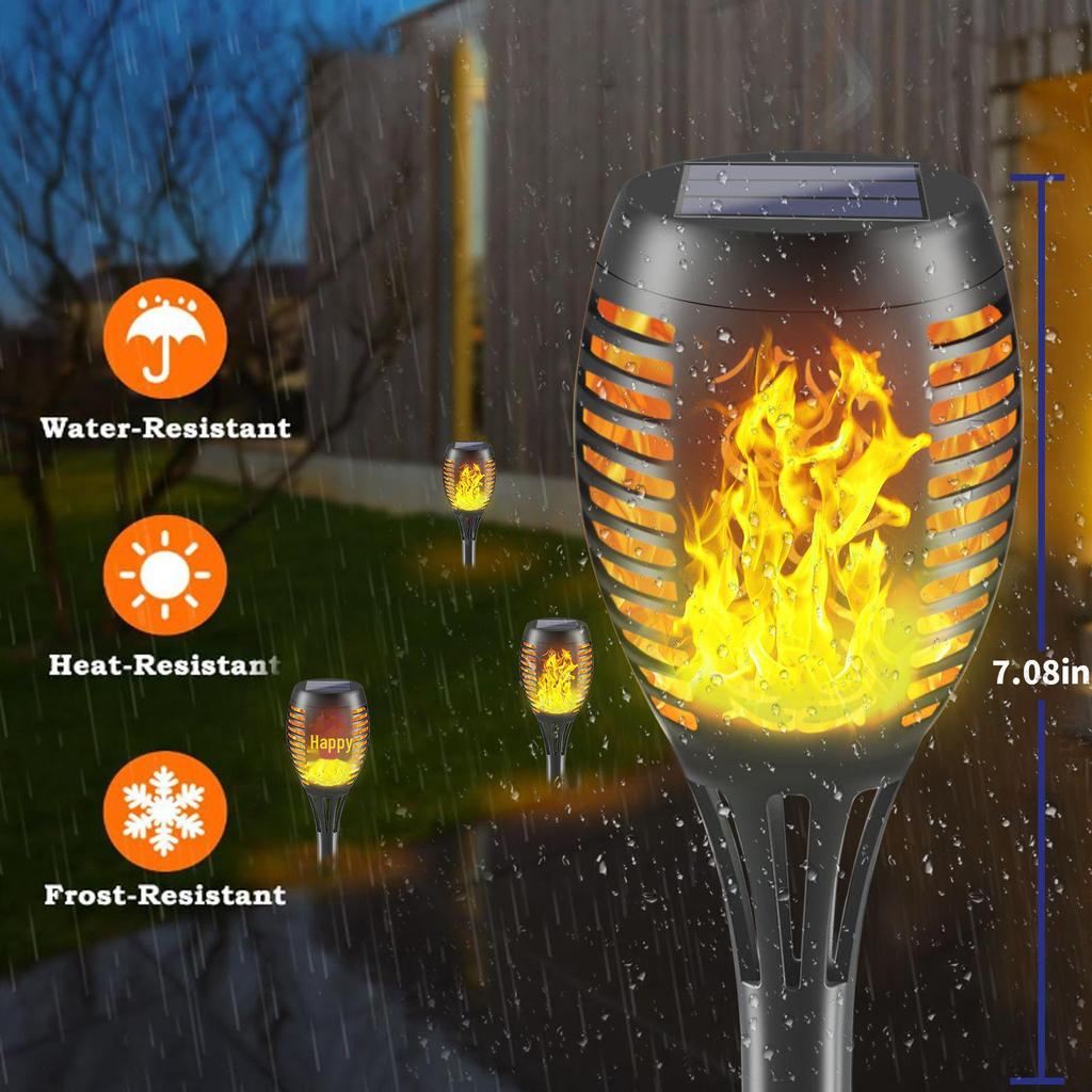 "Solar Flame Lawn Light: 12 LED Outdoor Garden Pathway Decoration"