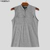 INCERUN Camisetas sin mangas casuales ajustadas con cremallera para hombre