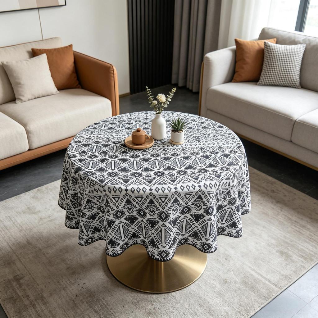 Kitchen Dining Room Tea Table Use Decorative Round Cotton Tablecloth