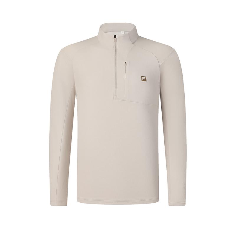 Fila Explore Comfortable Half-Zip Stand Collar Long Sleeve T-Shirt Men Tops Garden-Gray A51M517201F-GY
