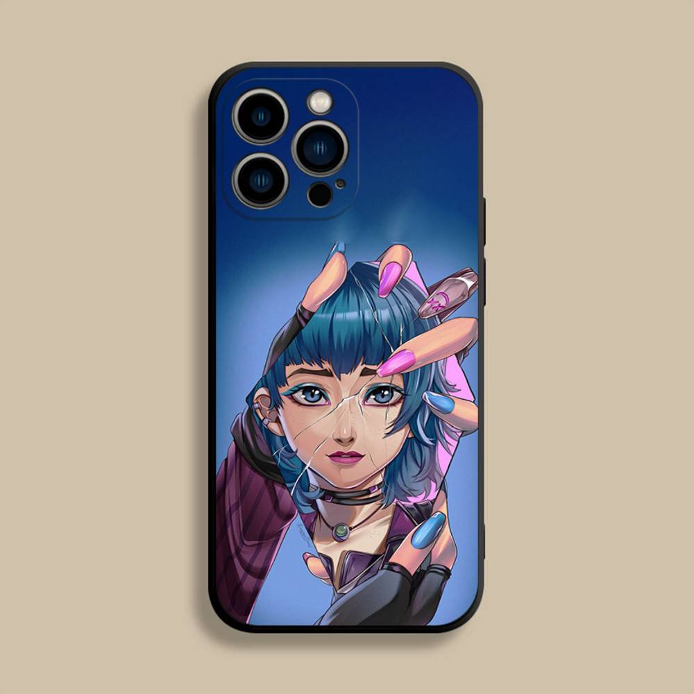 Anime Arcane Jinx Vi Phone Case For iPhone 17,16,15,14,13,12,Pro,Max,Plus,E,SE4,Air,Mini Black Soft Cover