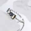 S925 Sterling Silver Olive Green Square Zircon Twisted Rope Chain Ring Women'S Irregular Inlaid Index Finger Ring