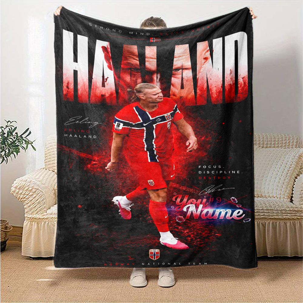 Haaland (68) Personalized Name Blanket Multi-purpose Personalized Blanket Warmthful Decor Throw For Living Room Nap Chair Picnics All-Season Use