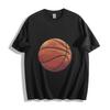 Basketball Sketch T-Shirt Mens Womens Tees Top - Vibrant Orange Doodle Design Unisex Tee
