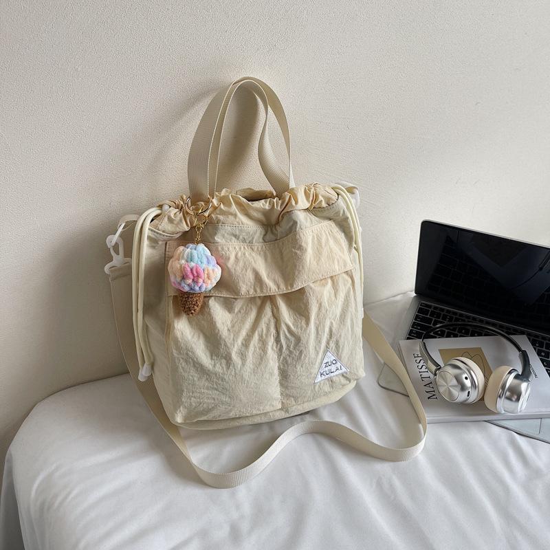 Large capacity Drawstring Bucket Bag SuperLight Style Lady Small Satchel Leisure Multi Pocket Shoulder Messenger Bag