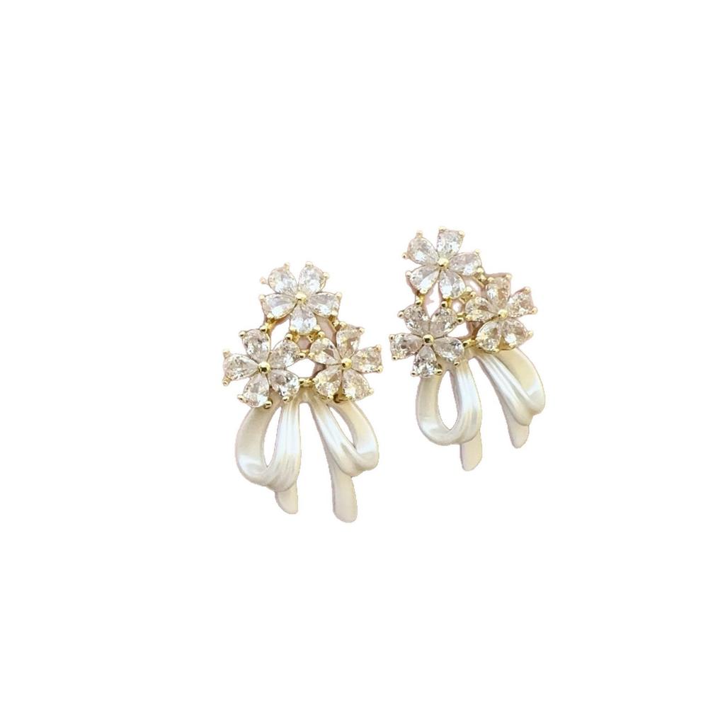 High-End Zircon Flower Bow Earrings - Luxurious, Versatile & Stylish for Women