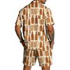 Men's Casual Short Sleeve Shirt and Shorts Set Beer Festival Print Lightweight Breathable Summer Outfit for Outdoor Activities
