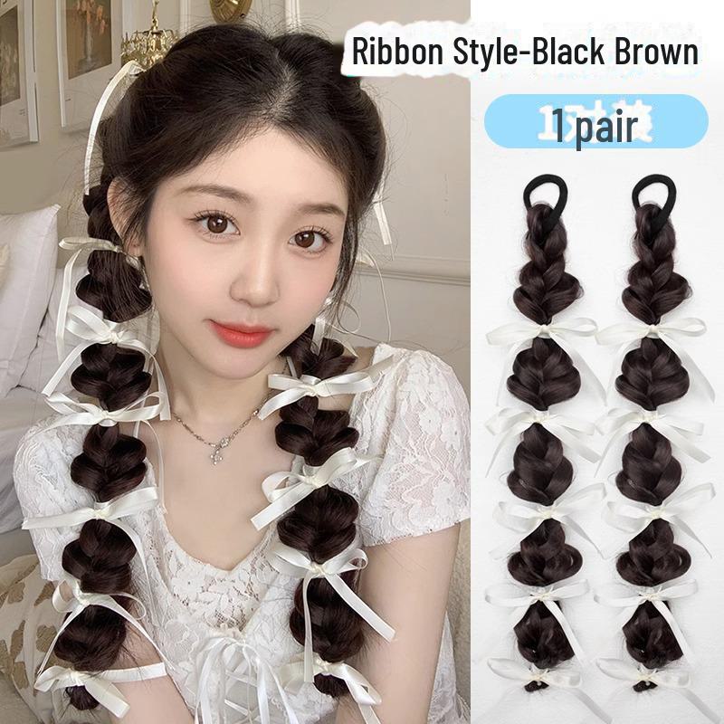 

Новые пушистые косы с лентами: Боксёрский поворот, двойной конский хвост, милый и крутой стиль