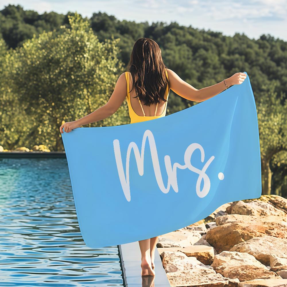 Mr. & Mrs. Print Towel Quick Drying Beach Towels Are Suitable For Swimming Pools Camping Yoga And The Gym