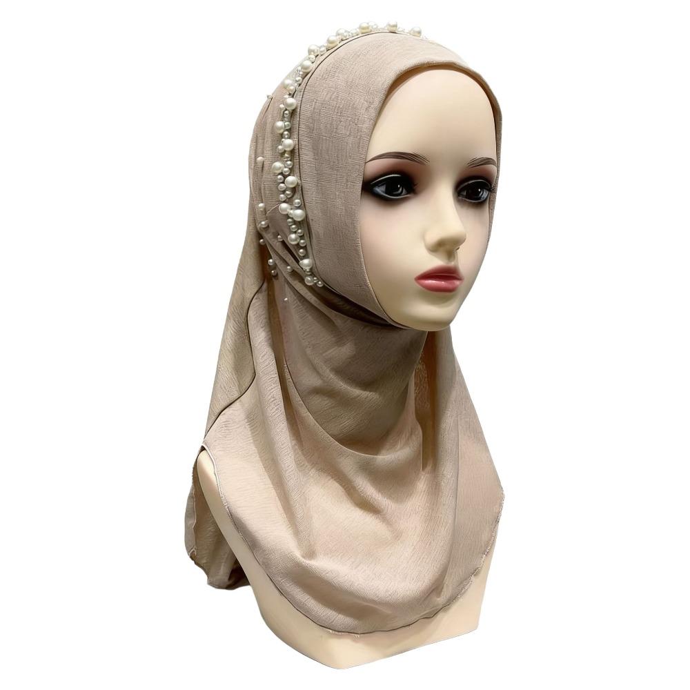 Elastic Fit Women Turban Cap Pull On Pull On Head Wrap Gift Idea Beaded Hijab Scarf  Muslim Women