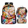 Anime Rucksack Set One Piece Naruto Schultasche für Jungen Schüler Laptop Rucksack Umhängetasche Federmäppchen 3-teilig Große Kapazität Wasserdicht