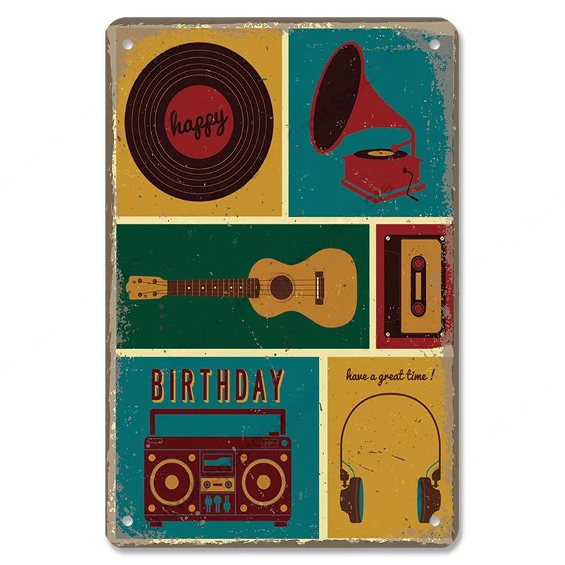 Vintage Music Posters Metal Tin Signs Retro Metal Plate Music CD Radio Guitar Singer Bar Club Wall Decor Living Room