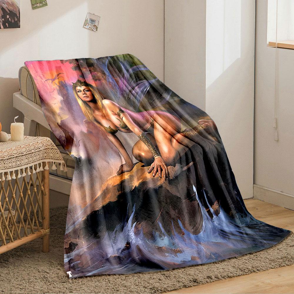 Fantasy Warrior Princess Blanket for all seasons blanket lunch break throw gift