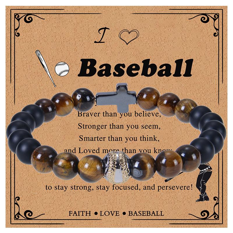 2025 New Natural Stone Bracelet Volleyball Softball Basketball Soccer Football Baseball Bracelet Gifts for Men Teen Girl Boys