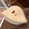 White Stylish Plush Fisherman Hat With Bow For Women Perfect For Winter Fall