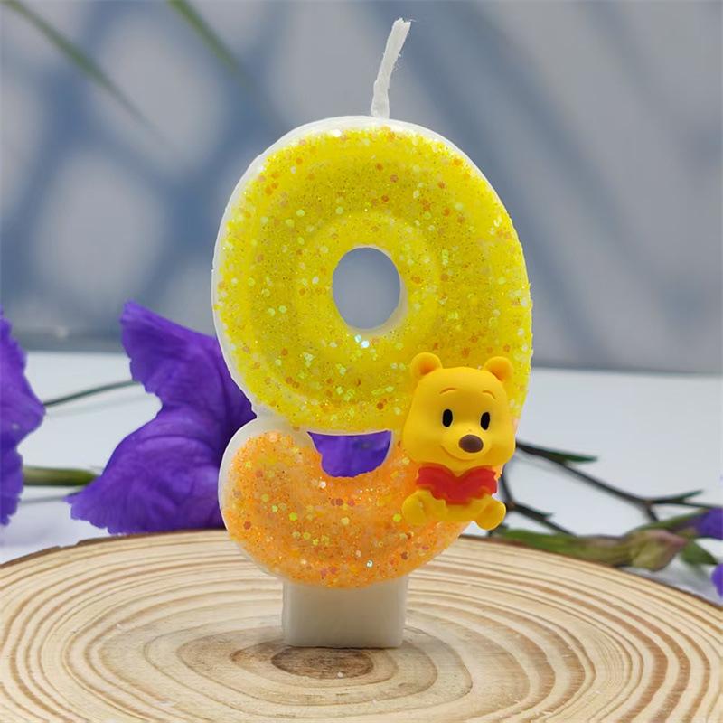 

Cute Cartoon Bear Digital Candle Handmade DIY Suitable for Birthday Party Cake Decoration High-end Atmosphere Number 9