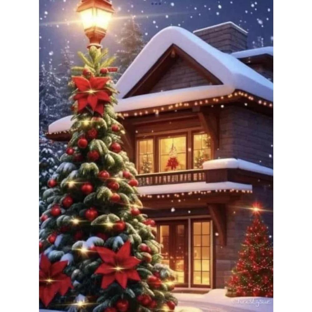 Diamantmaleri Kunst Full Drill Juletrehus Diamantmaleri Håndlaget Snøhvit Day Diy Diamant Mosaikkmaleri Hjemdekorasjon Julegave