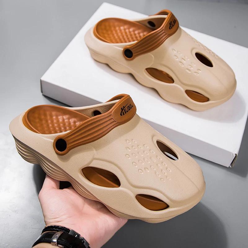 Modische Wassersandalen für Herren Weiche Bequeme Dicke Sohle Sandalen Strandschuhe Abriebfest Innen- und Außenbereich Badezimmer Unisex Herren