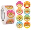 1 Roll Stickers Waterproof Without Residue Exquisite Great Stickiness DIY Eye-catching Cute Cartoon Animals Stickers for Students