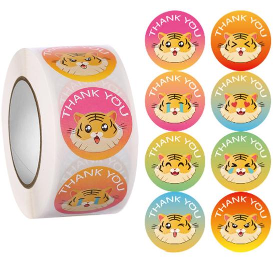 1 Roll Stickers Waterproof Without Residue Exquisite Great Stickiness DIY Eye-catching Cute Cartoon Animals Stickers for Students
