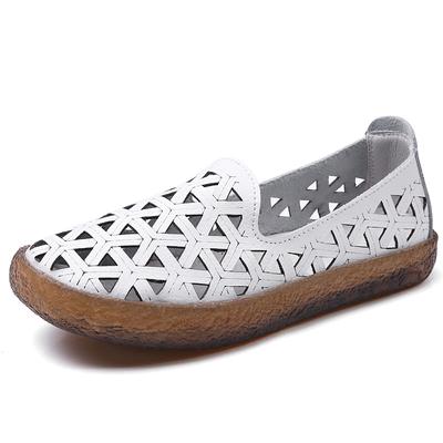 Mode lässige Sommer Leder Damen flache leichte Sommer atmungsaktive Sandalen Frühling Übergröße Damen Lederschuhe