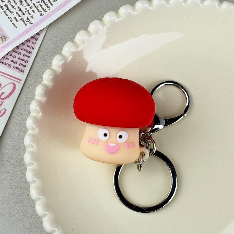 1Pcs Mini Abstract Mushroom Button Keychain Stress Relief Clicker Pendant Decompression Keyring Backpack Hanging Decoration