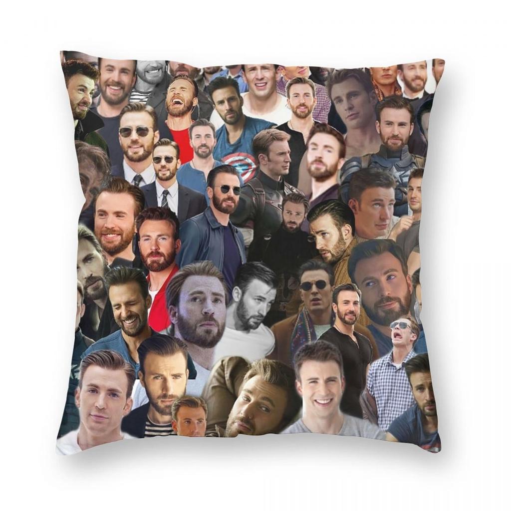 Chris Evans Collage Square Pillowcase Pillow Cover Cushion Throw Pillow for Home Bedroom Car